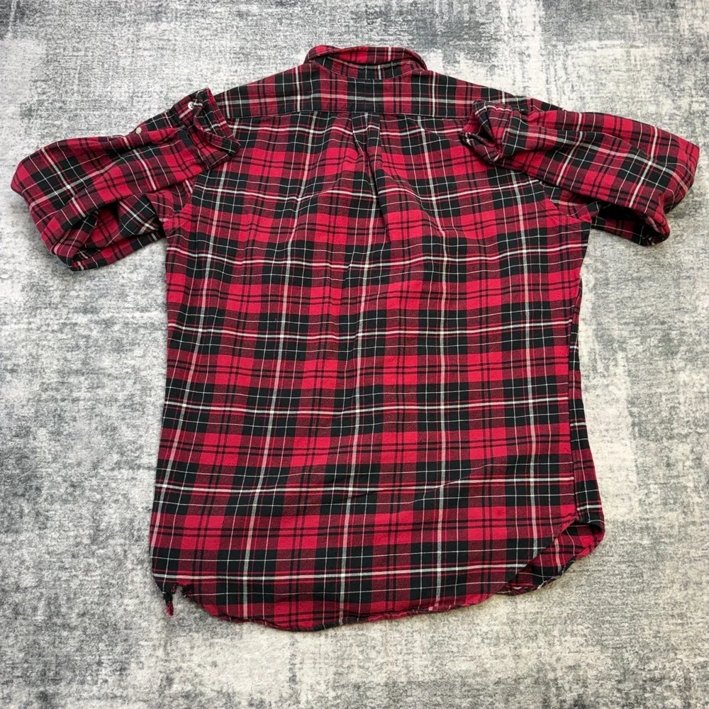 VTG Polo Ralph Lauren Shirt Mens Medium Red Tartan Plaid Heavy Cotton Flannel